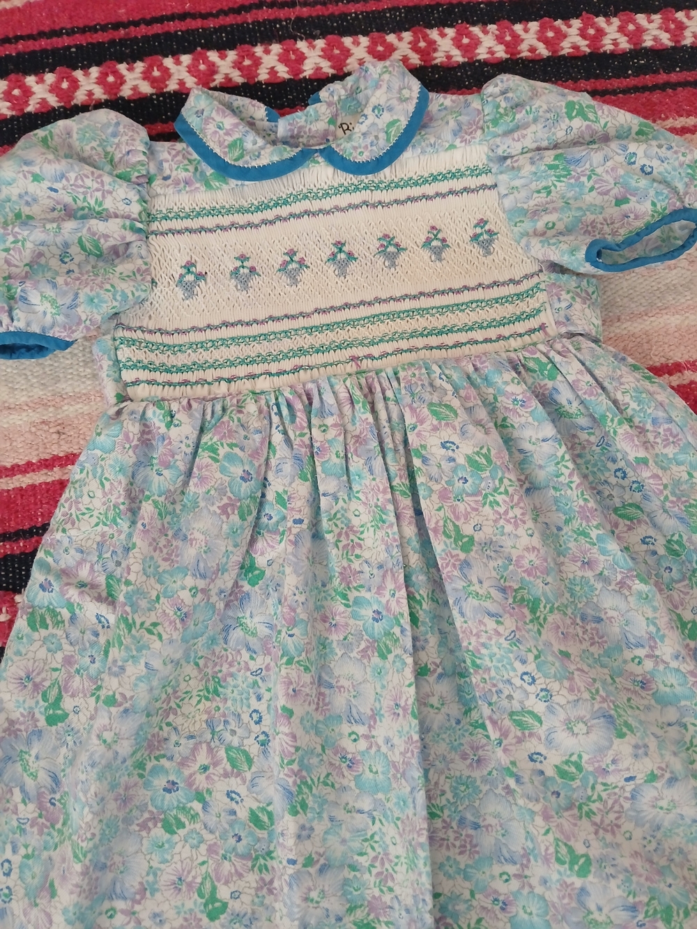 Vintage Prairie Dress Girls Floral Blues Pinafore Cottagecore‎ Handmade